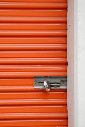Self Storage With Orange Locked Door